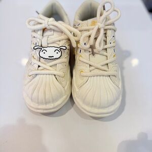 Kids Cream Sneakers with Cartoon Design